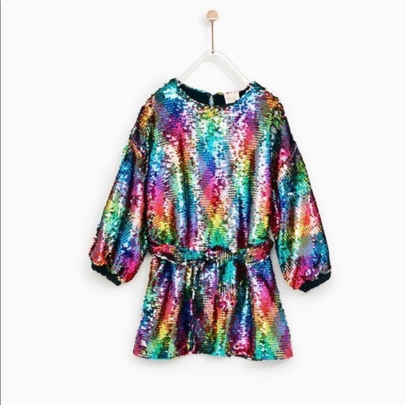 Zara Multi-Colored Rainbow Flip Sequins Dress - Picture 17 of 17